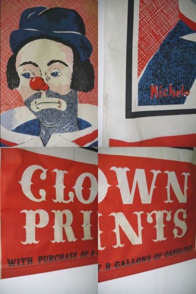 画像1: ビンテージ　FREE　CLOWN　PRINT特大バナー　