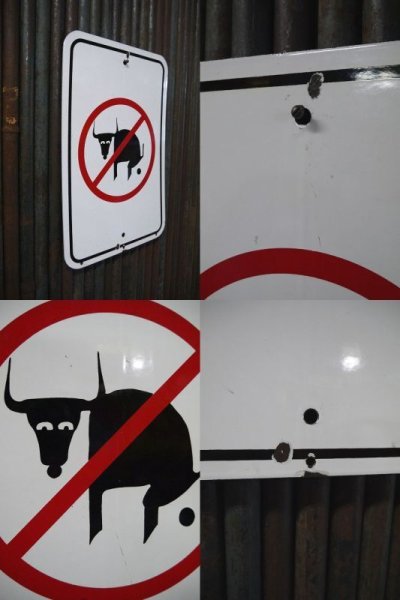 画像2: ビンテージ　No Cow Poop Allowed　ホーローサイン