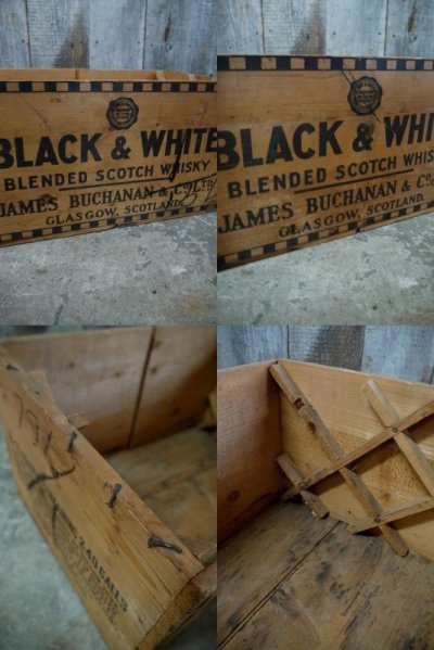 画像2: ビンテージ　BLACK＆WHITE　ウッドボックス　