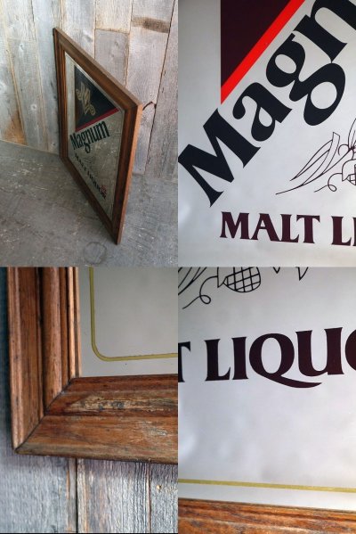 画像2: ビンテージ　Magnum　MALT　LIQUR　パブミラー　