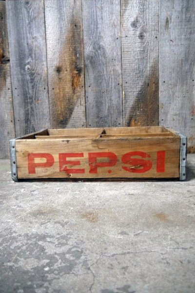 画像1: ビンテージ　PEPSI　ウッドボトルケース 　B