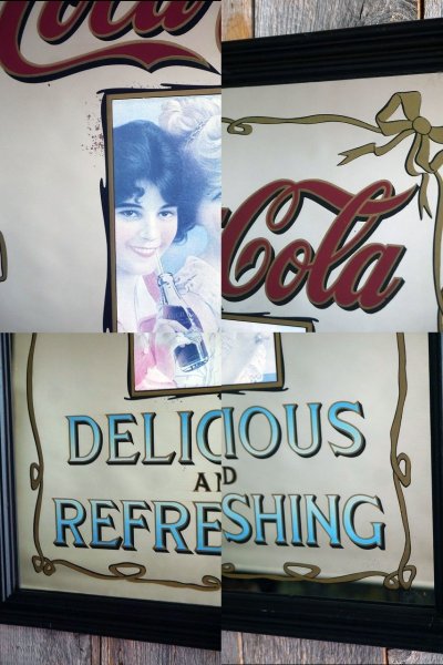 画像1: ビンテージ　Coca-Cola　パブミラー　