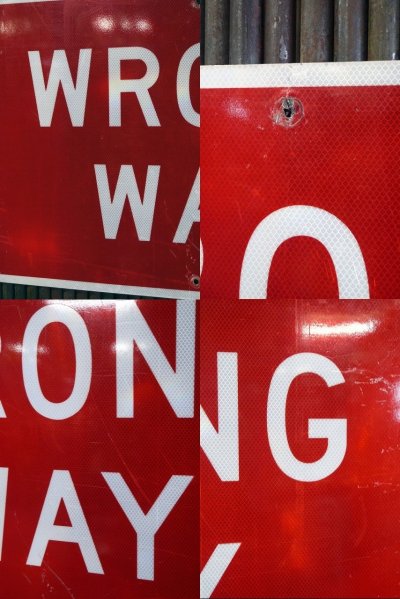 画像1: USA　WRONG　WAY　大型ロードサイン　