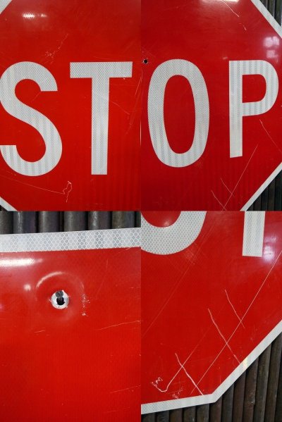 画像1: USA　STOP　特大ロードサイン　