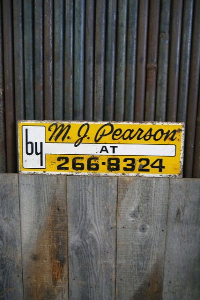 画像1: ビンテージ　M.j　Pearson　両面メタルサイン