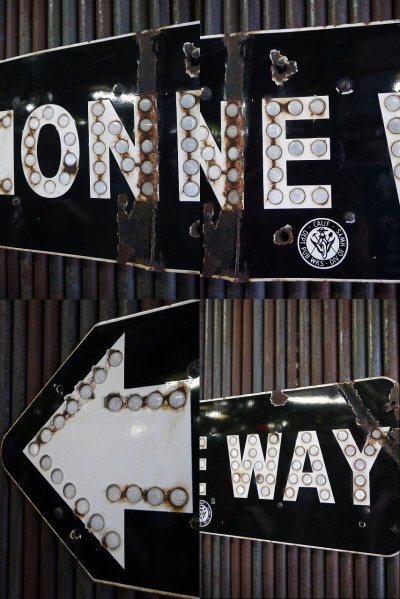 画像1: ビンテージ　ONE　WAY　ホーローロードサイン
