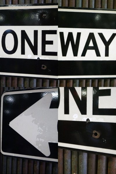 画像1: ビンテージ　ONE　WAY　ホーローロードサイン