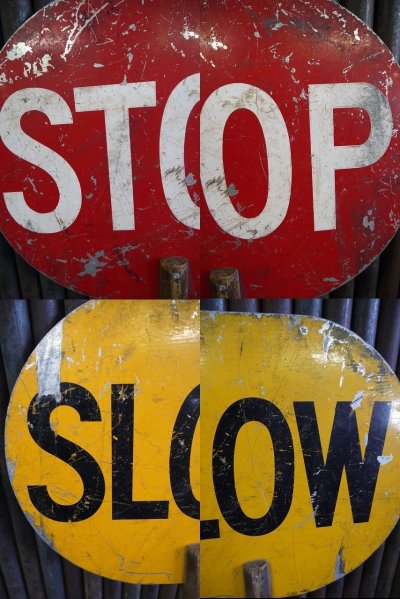 画像2: ビンテージ　SLOW×STOP　ハンドサイン