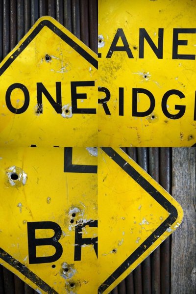 画像1: ビンテージ　ONE　LANE　BRIGE　ロードサイン