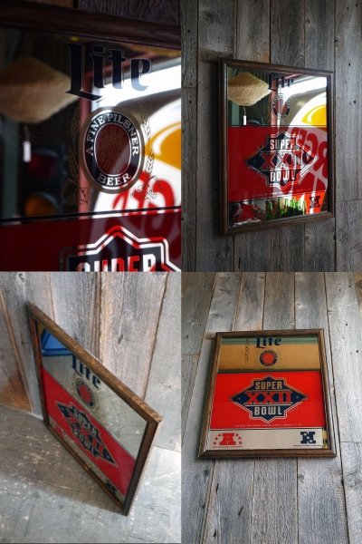 画像1: ビンテージ　Lite　BEER　NFL　パブミラー　
