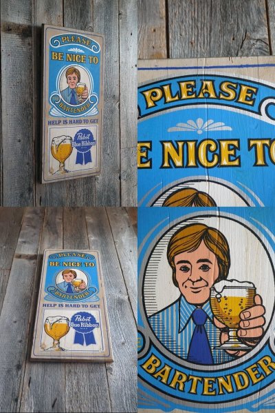画像1: ビンテージ　Pabst　Blue　Ribbon　ウッドサイン