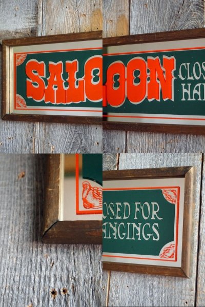 画像1: ビンテージ　SALOON　ミラー