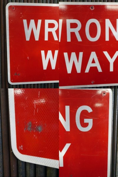 画像1: USA　WRONG　WAY　大型ロードサイン　
