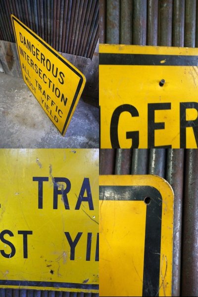 画像2: ビンテージ　DANGEROUS　INTERSECTION　大型ロードサイン
