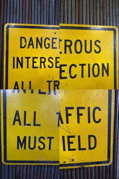 画像1: ビンテージ　DANGEROUS　INTERSECTION　大型ロードサイン
