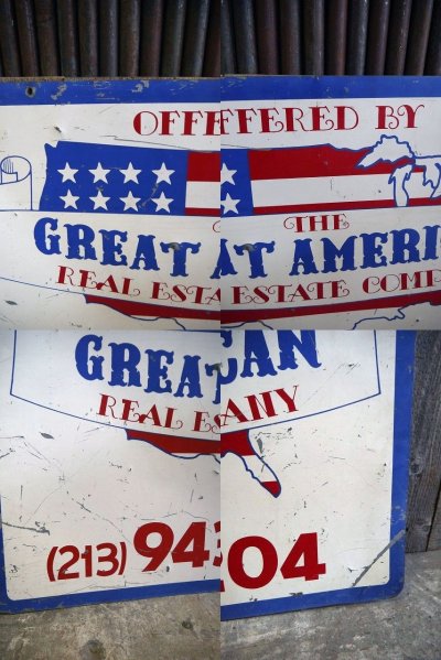 画像3: ビンテージ　GREAT　AMERICAN　REAL　ESTATE　CONPANY　両面大型メタルサイン