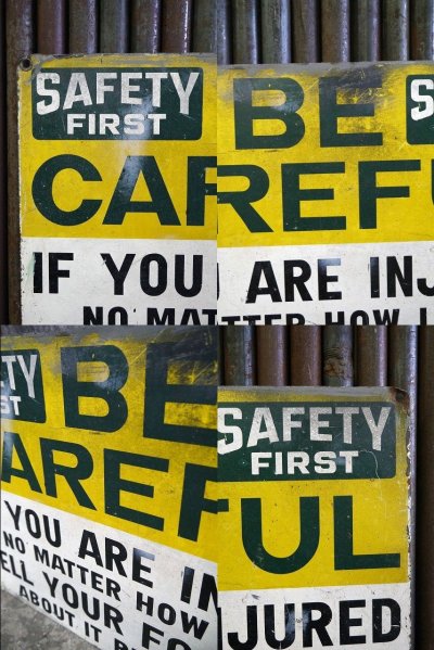 画像1: ビンテージ SAFETY　BE　FIRST　CAREFULL　看板　
