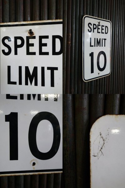 画像1: ビンテージ　SPEED LIMIRT　１０　ミニホーローロードサイン　