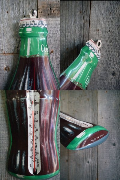 画像1: ビンテージ 　Coca-Cola　ボトル　温度計看板