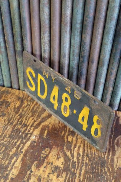 画像1: ビンテージ　NY　４５　ナンバープレート