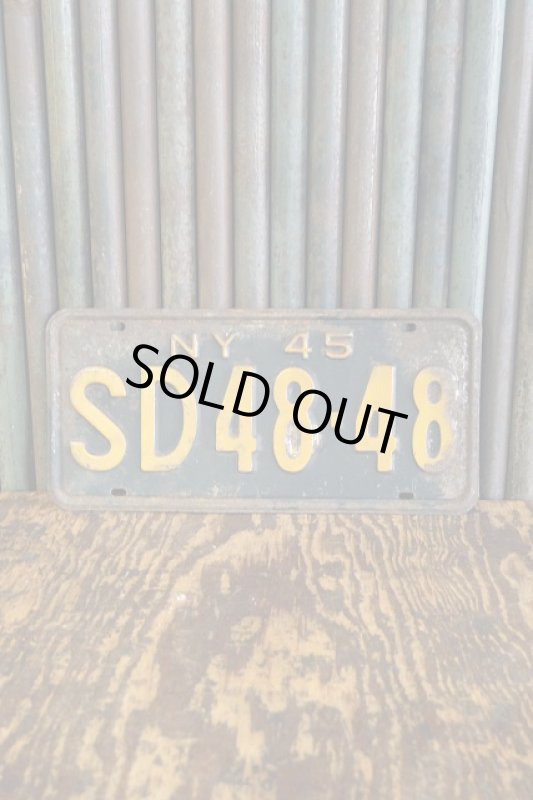 画像1: ビンテージ　NY　４５　ナンバープレート (1)