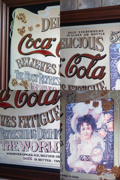 画像1: ビンテージ　Coca-Cola　大型パブミラー　