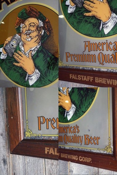 画像1: ビンテージ　FALSTAFF　パブミラー　
