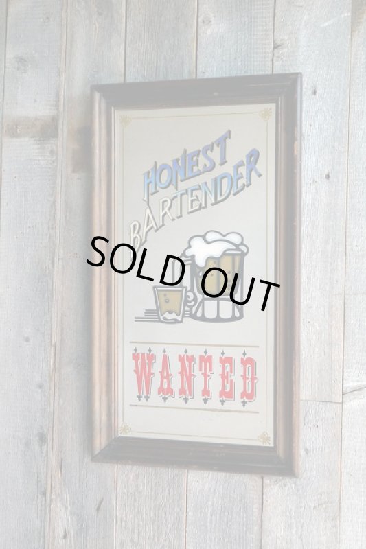 画像1: ビンテージ　HONEST　BARTENDER　WANTED　パブミラー (1)