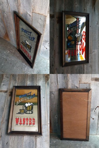 画像2: ビンテージ　HONEST　BARTENDER　WANTED　パブミラー