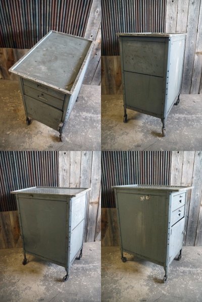 画像1: ビンテージ　HALLOWELL　メタル作業台キャビネット　