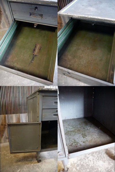 画像2: ビンテージ　HALLOWELL　メタル作業台キャビネット　