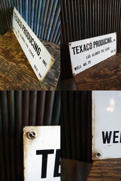 画像1: ビンテージ 　TEXACO　PRODUCING　ホーローサイン　