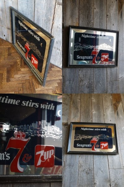 画像1: ビンテージ　Seagram's　7　×７UP　パブミラー　