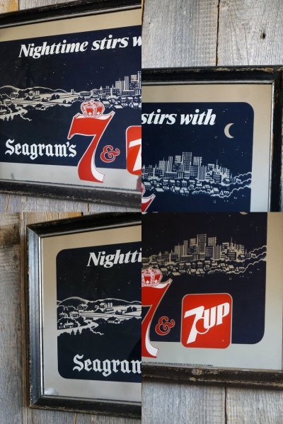 画像2: ビンテージ　Seagram's　7　×７UP　パブミラー　