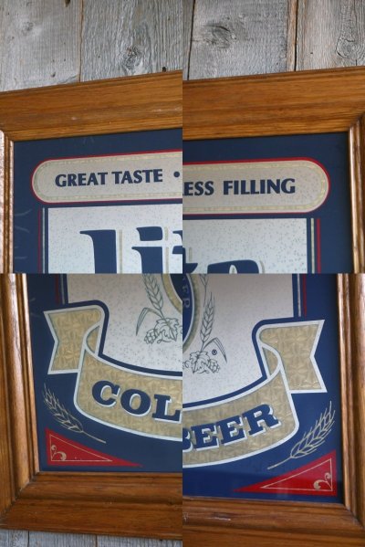 画像1: ビンテージ　Light　COLD　BEER　パブミラー　