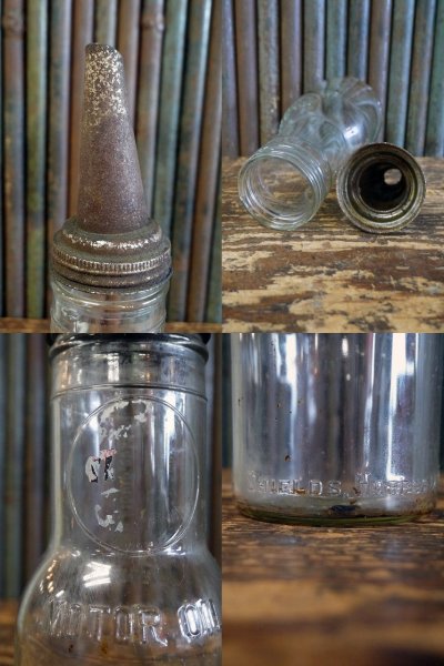 画像2: ビンテージ SHIELDS HARPER MOTOR OIL ガラス瓶 D