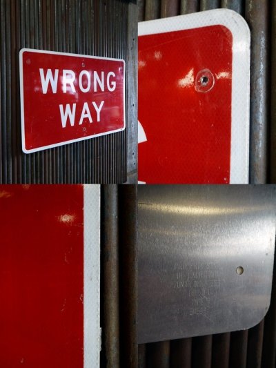 画像2: USA　WRONG　WAY　大型ロードサイン　
