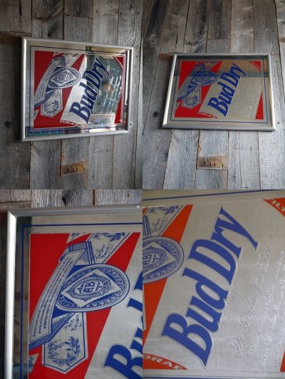 画像1: ビンテージ　 Bud　 Dry　 パブミラー　