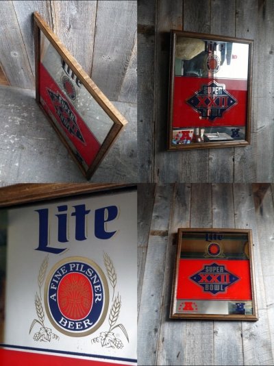 画像1: ビンテージ　Lite　BEER　NFL　パブミラー　B