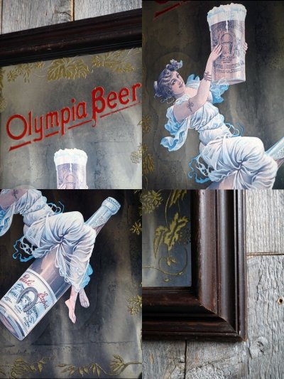 画像1: ビンテージ　Olympia　Beer　パブミラー　B