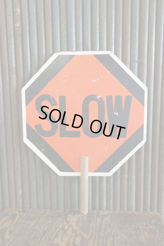 画像1: ビンテージ SLOW×STOP ハンドサイン  (1)