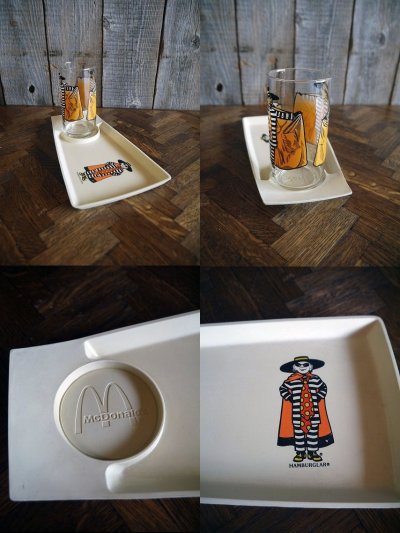 画像2: ビンテージ マクドナルド HANBURGLER  グラス&トレイセット