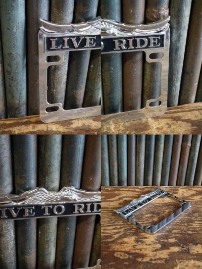 画像2: ビンテージ LIVE TO RIDE ナンバープレートフレーム