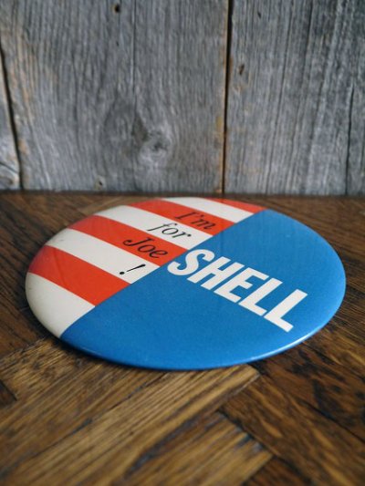 画像2: ビンテージ　I'm　for　Joe　shell　大型缶バッチ