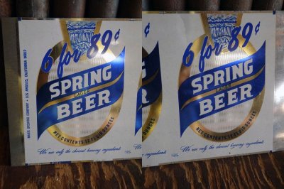 画像1: ビンテージ SPRING BEER 看板