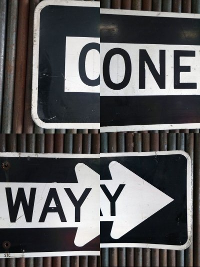 画像1: ビンテージ　ONE　WAY　ロードサイン　