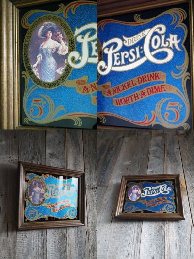 画像2: ビンテージ PEPSI-COLA ミニパブミラー