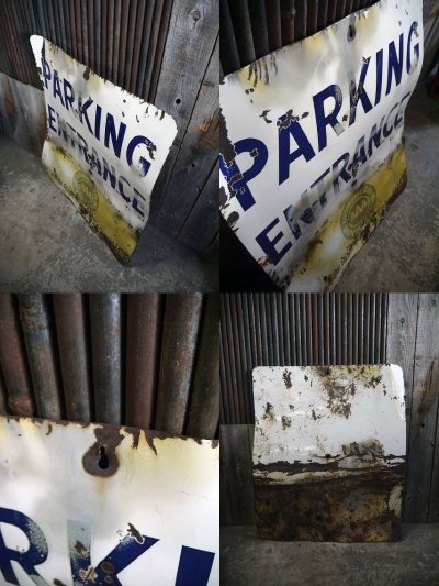 画像2: ビンテージ PARKING ENTRANCE AAA ホーロー大型看板