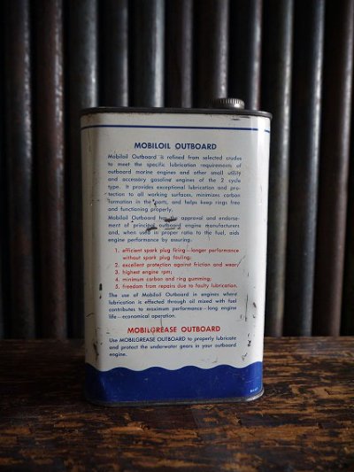 画像1: ビンテージ Mobil oil Outboard OIL缶