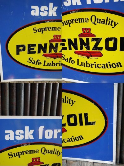 画像2: ビンテージ PENNZOIL 両面メタル看板
